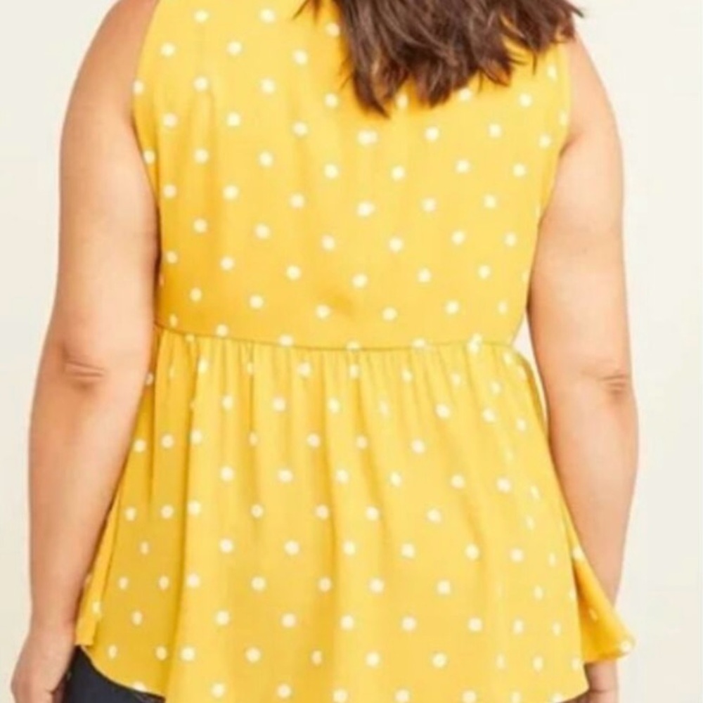 Lane Bryant Mustard Yellow Top with White Polka Dots Women's Size 26 Babydoll - Picture 2 of 9
